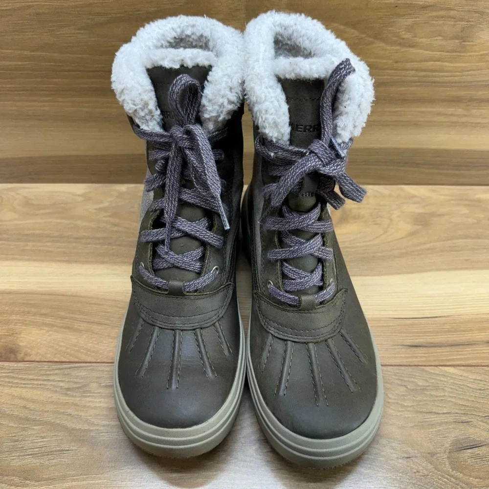 Merrell Haven Mid Lace Up‎ Polar Boots Womens 6 Olive Leather Waterproof